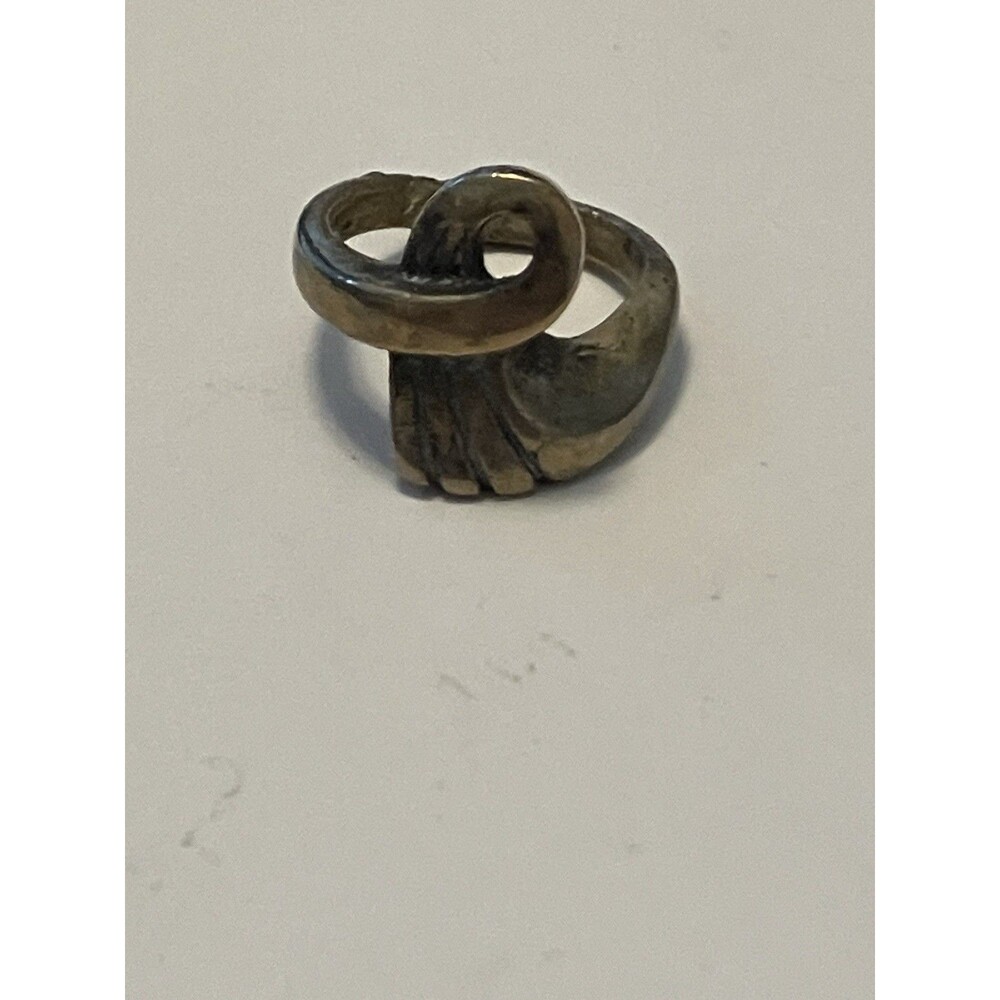 Vintage Ring Modernist Silver Ribbon Swirl Bypass Sculptural Statement Size 4.5